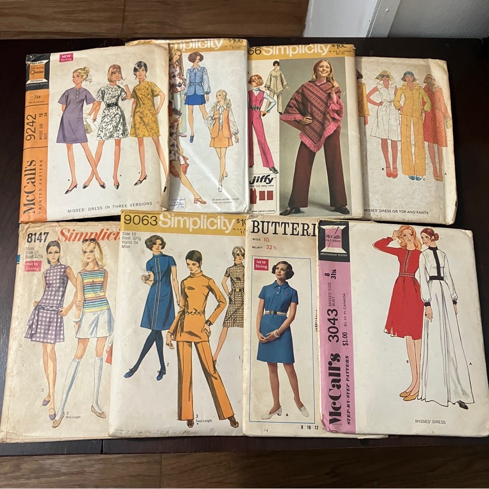 Lot of 8 1960s-70s Sewing Patterns